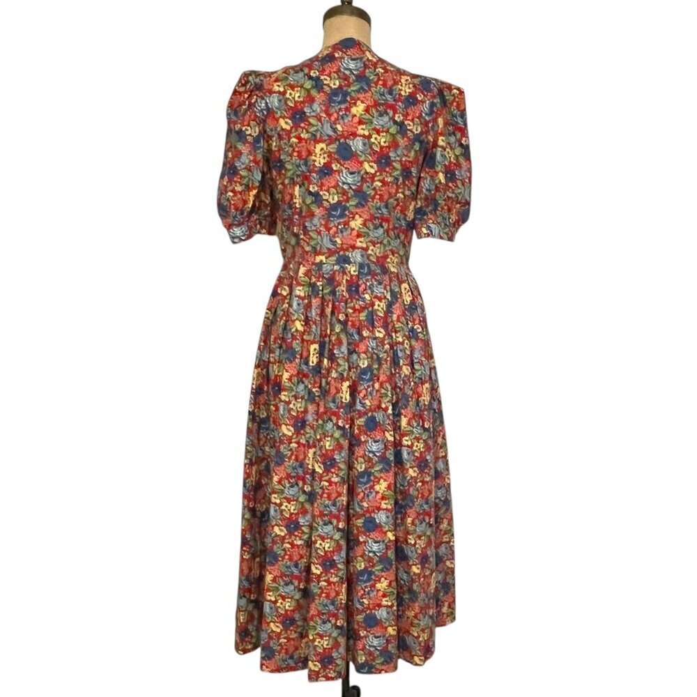 Vintage 90s dress floral print prairie, romantic cottagecore, granny 100% cotton - Picture 12 of 15